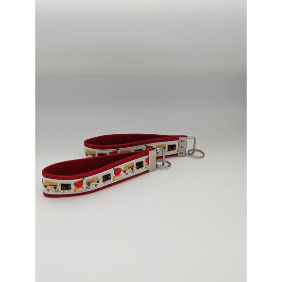 Keychain Wristlet School Teacher Fabric Key FOB Apples Pencils Bus Gift Educator - Picture 7 of 7